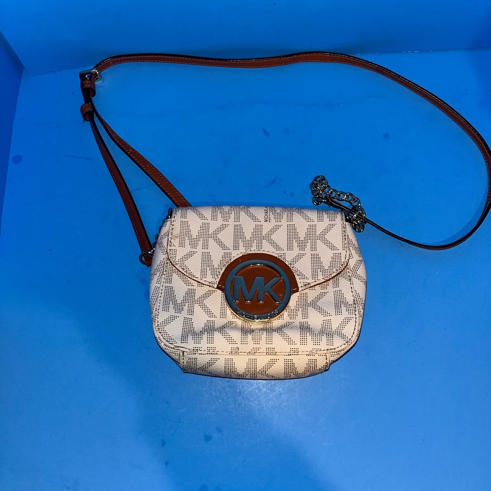 Small white Michael Kors Logo Crossbody Bag